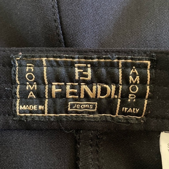 Fendi High Waist Trousers Pants Slight Flare Leg Black - Picture 4 of 11